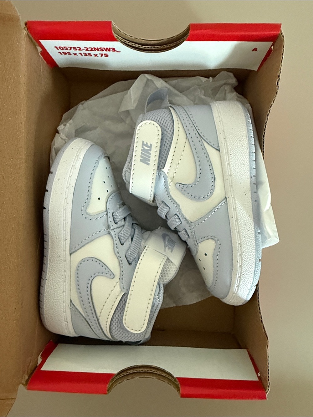 Nike Kids High-Top Sneakers in White and Light Gray